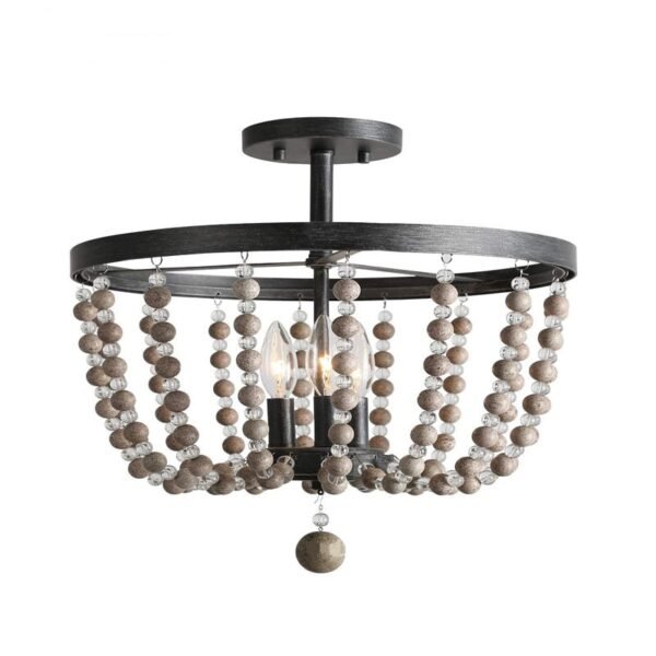 Rustic Polymian Wooden Bead Lamp