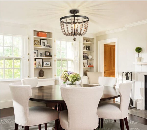 Rustic Polymian Wooden Bead Lamp